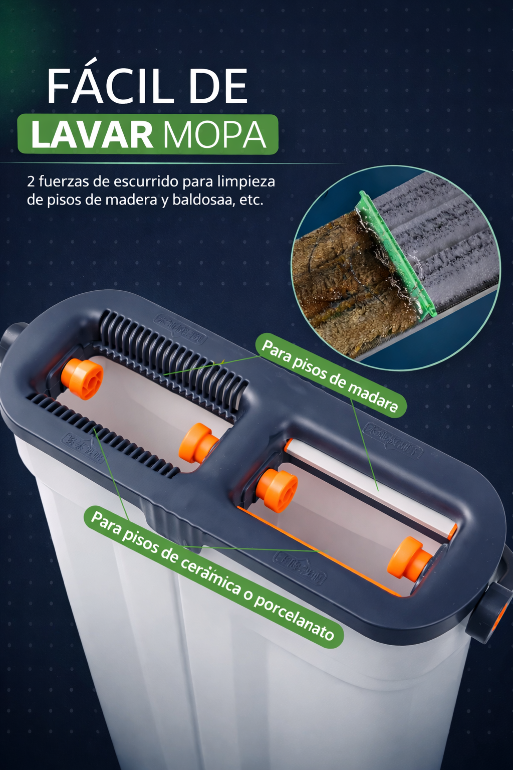 Fácil de lavar la mopa