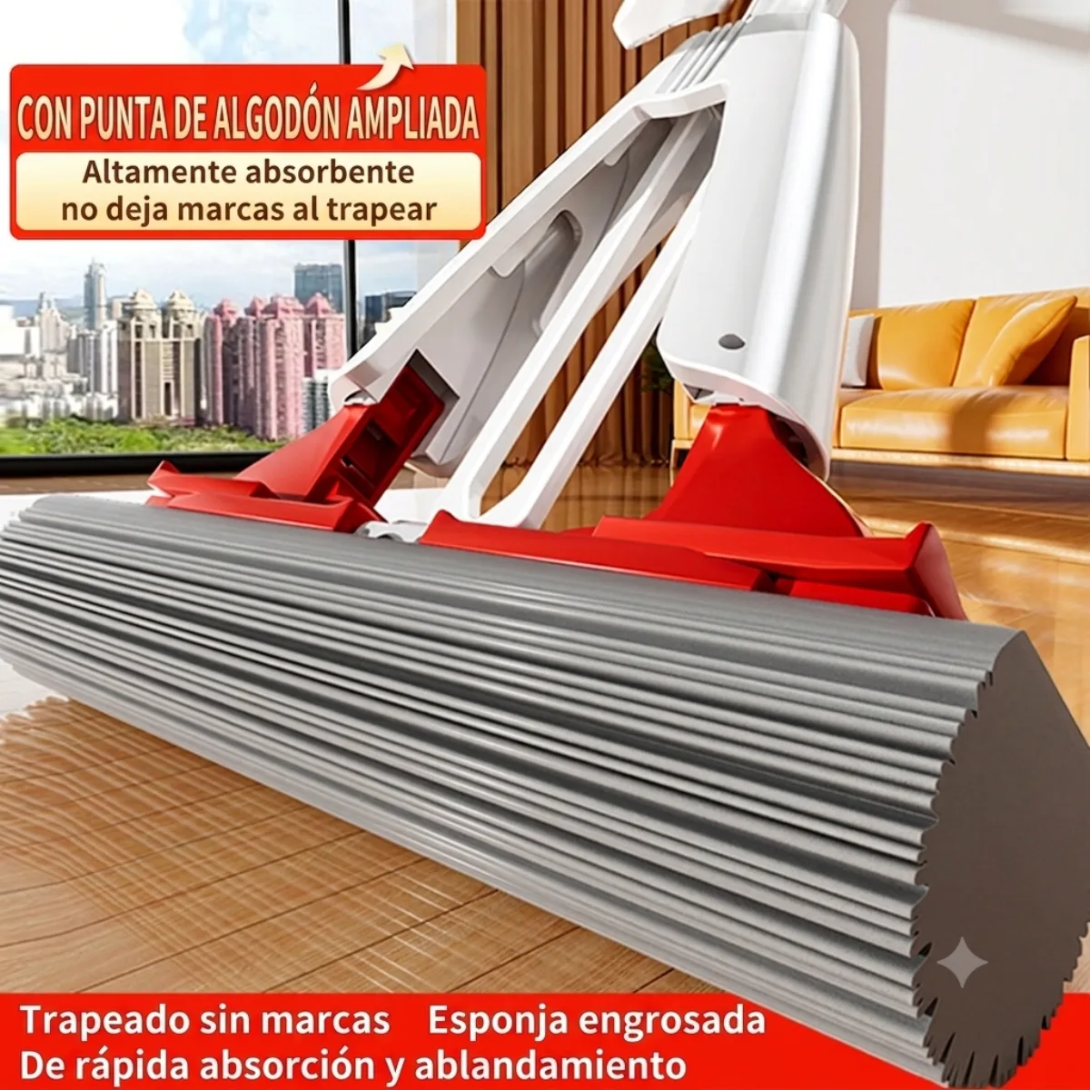 Trapeado sin marcas, esponja engrosada