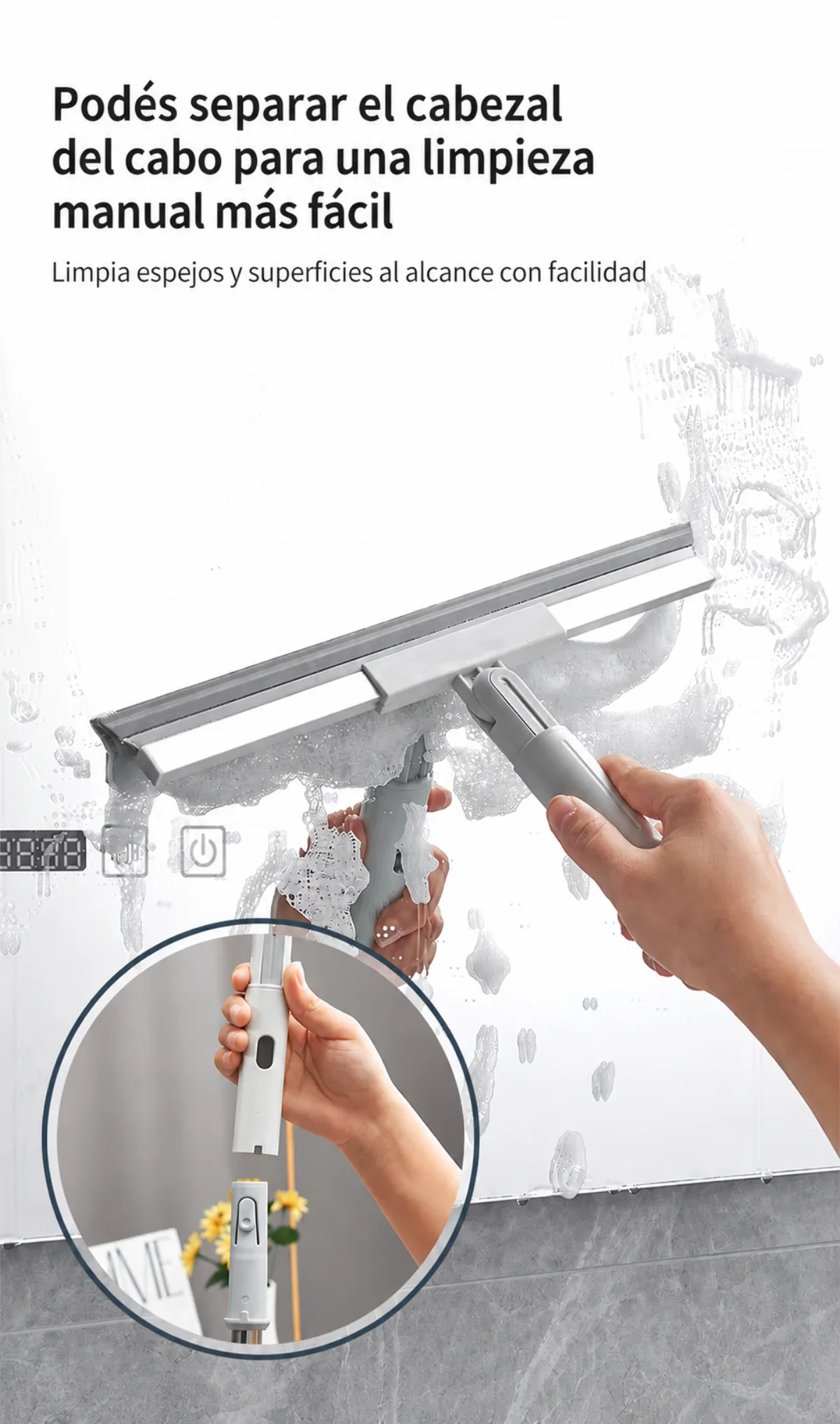 Cabezal desmontable para limpieza manual