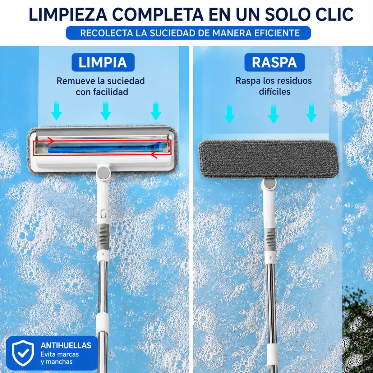Limpia y raspa residuos difíciles